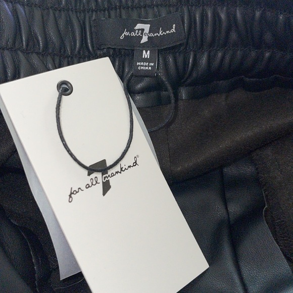 NWT 7 FOR ALL MANKIND Black Faux Leather Cargo Pants, Size Medium - Picture 9 of 10